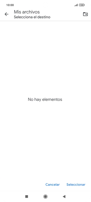 Si deseas crear una nueva carpeta, pulsa el icono de nueva carpeta y sigue las indicaciones de la pantalla para crearla.