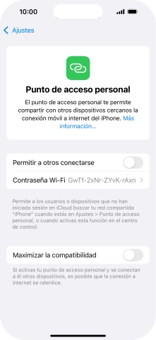 Pulsa Contraseña Wi-Fi e introduce una contraseña.