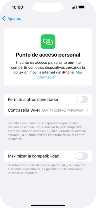 Pulsa Contraseña Wi-Fi e introduce una contraseña.