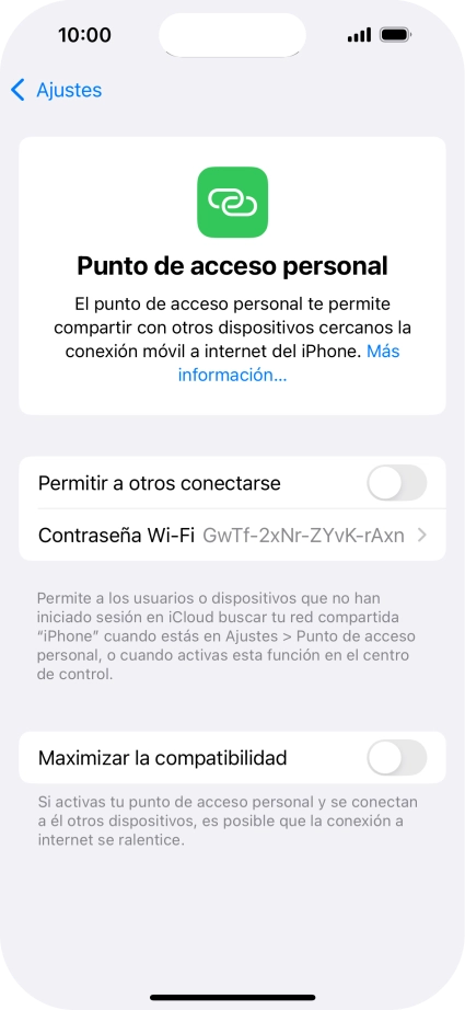 Pulsa Contraseña Wi-Fi e introduce una contraseña.