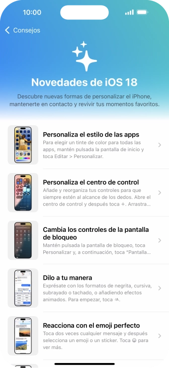 Desliza el dedo hacia arriba desde la parte inferior de la pantalla para terminar y volver a la pantalla de inicio.