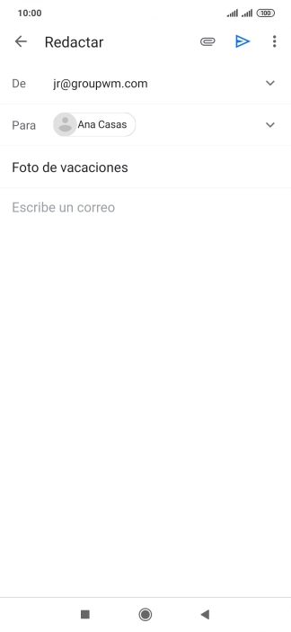 Pulsa en el campo de escritura  y escribe el texto del correo electrónico.