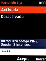 Introduce el código PIN2 y pulsa la tecla de navegación.