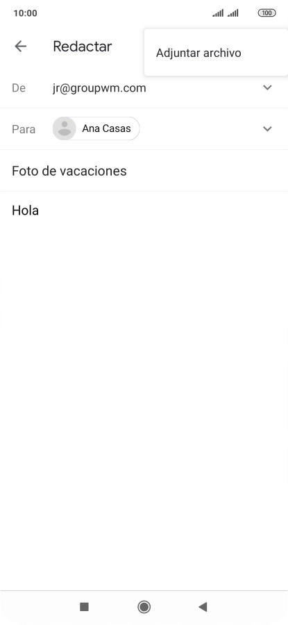 Pulsa Adjuntar archivo y desplázate a la carpeta deseada.
