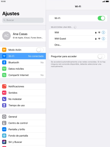 Pulsa la red wifi deseada e introduce la contraseña de esta red.