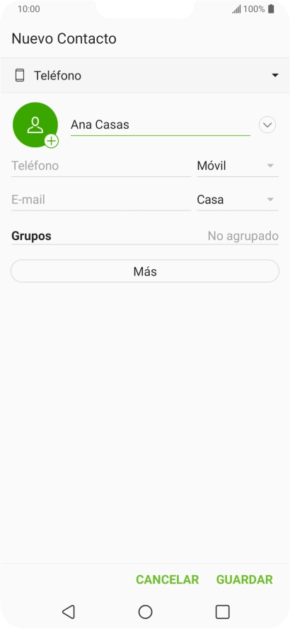 Pulsa Teléfono e introduce el número de teléfono deseado.