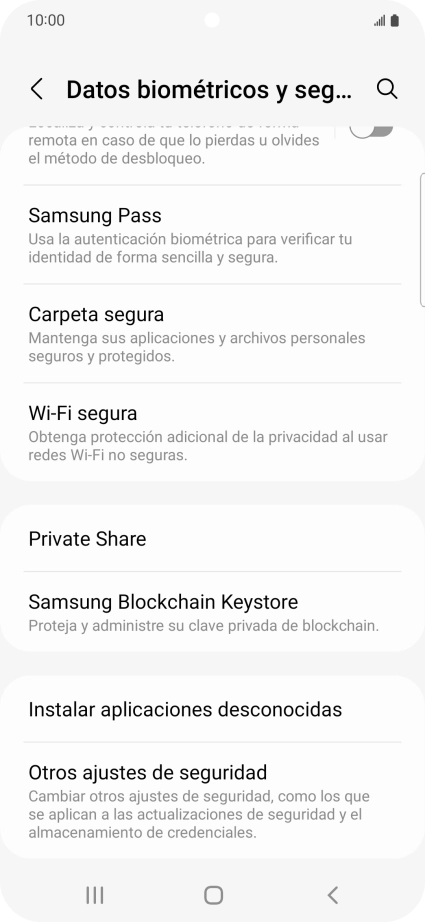Pulsa Otros ajustes de seguridad.