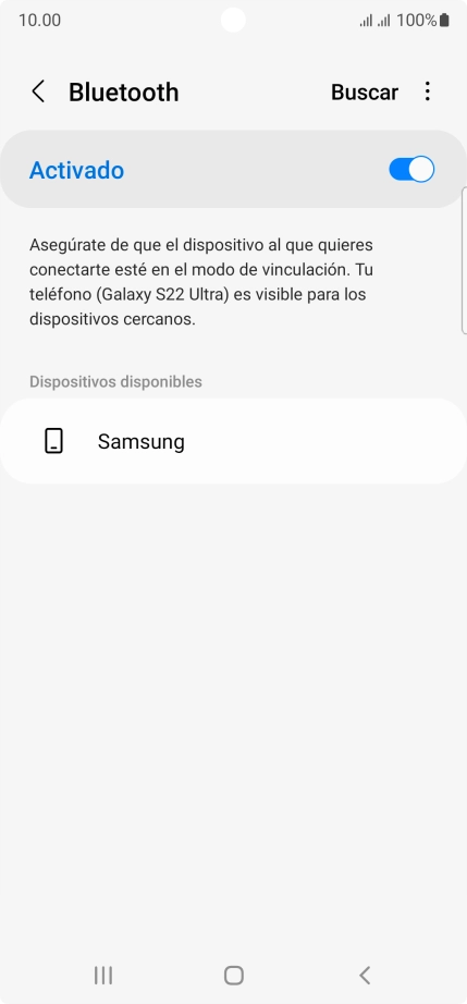 Pulsa el dispositivo Bluetooth deseado y sigue las indicaciones de la pantalla para vincular el dispositivo al teléfono.