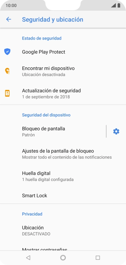 Pulsa Bloqueo de pantalla e introduce el código de seguridad actual.