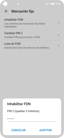 Introduce el código PIN2 y pulsa ACEPTAR.