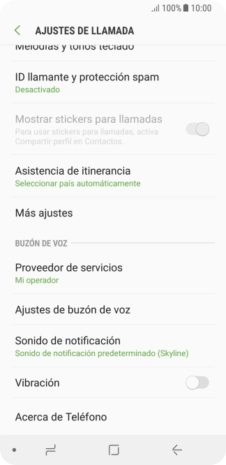Pulsa Ajustes de buzón de voz.