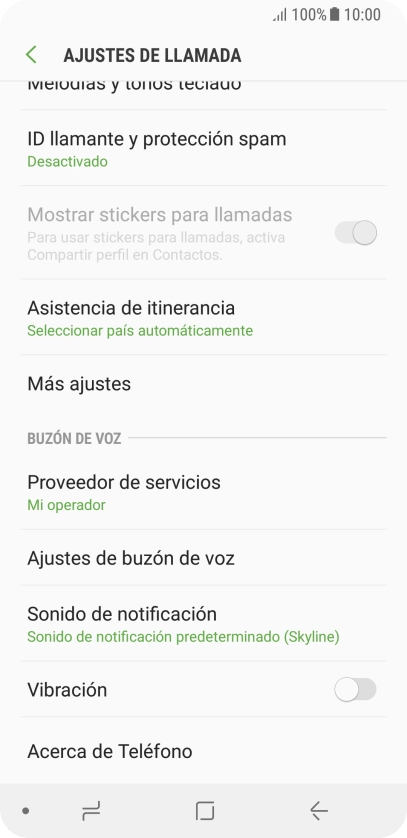 Pulsa Ajustes de buzón de voz.