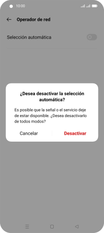 Pulsa Desactivar para desactivar la función y espera mientras el teléfono está buscando redes.