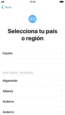 Pulsa el país o el área deseados.