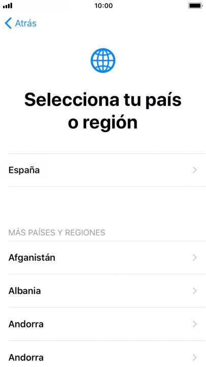 Pulsa el país o el área deseados.