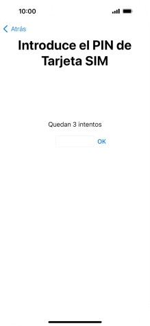 Si es necesario desbloquear la tarjeta SIM, introduce el código PIN y pulsa OK.