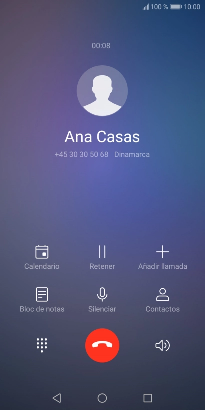 Pulsa el icono de finalizar llamada.