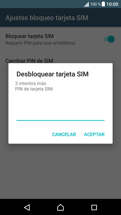 Introduce tu código PIN y pulsa ACEPTAR.