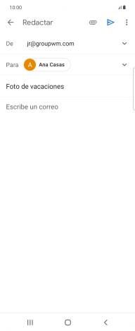 Pulsa en el campo de escritura  y escribe el texto del correo electrónico.