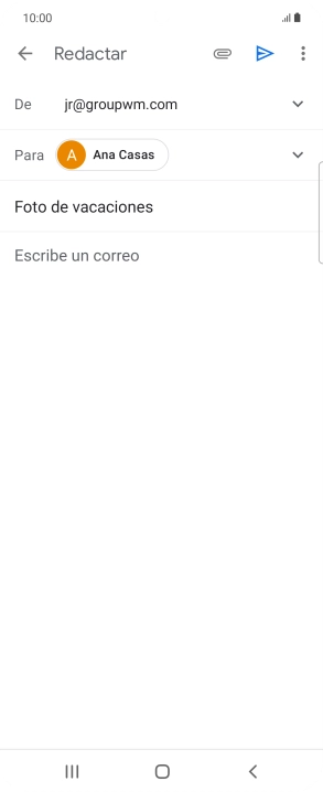 Pulsa en el campo de escritura  y escribe el texto del correo electrónico.