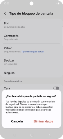 Pulsa Eliminar datos.