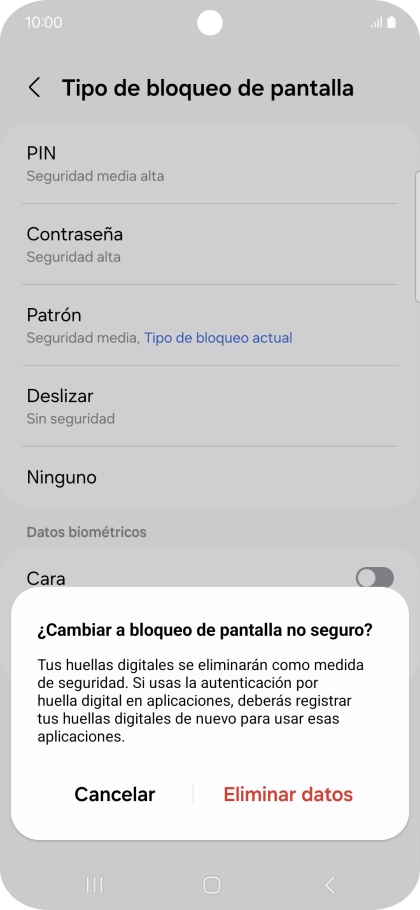 Pulsa Eliminar datos.