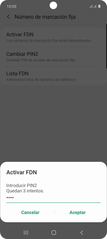 Introduce el código PIN2 y pulsa Aceptar.