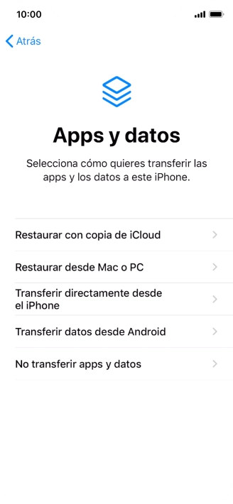 Puedes transferir el contenido de otro teléfono Android cuando el teléfono se activa antes de utilizarlo por primera vez y cuando lo restableces. Cuando aparece esta imagen de pantalla, el teléfono está listo para la transferencia de contenido desde otro teléfono Android.