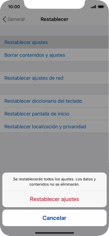 Pulsa Restablecer ajustes.