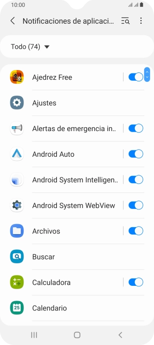 Pulsa el indicador junto a las apps deseadas para activar o desactivar la función.