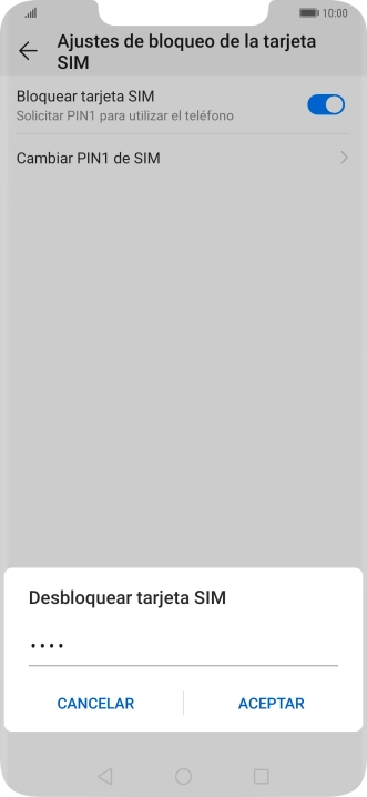 Introduce tu código PIN y pulsa ACEPTAR.