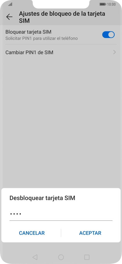 Introduce tu código PIN y pulsa ACEPTAR.