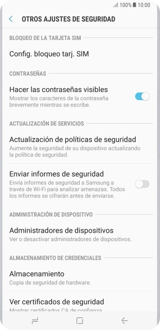 Pulsa Config. bloqueo de tarj. SIM.