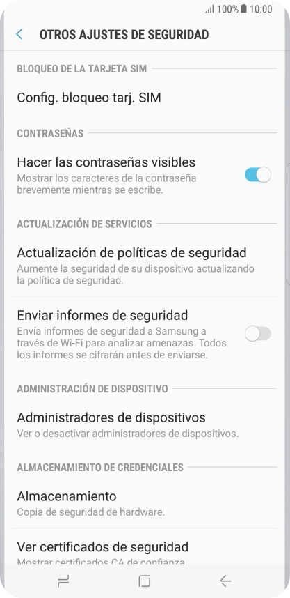 Pulsa Config. bloqueo de tarj. SIM.