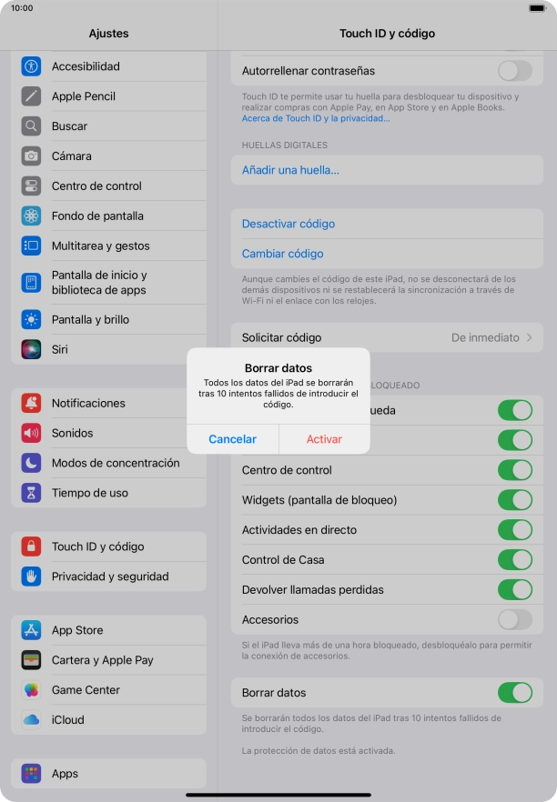 Si activas la función, pulsa Activar.