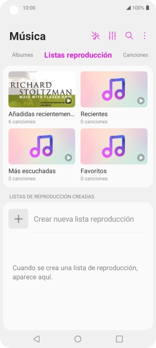 Pulsa una categoría y desplázate al archivo de música deseado.