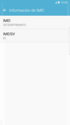 El código IMEI aparece ahora en la pantalla.