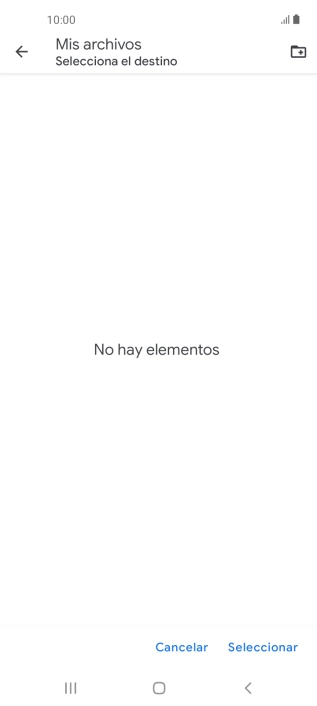 Si deseas crear una nueva carpeta, pulsa el icono de nueva carpeta y sigue las indicaciones de la pantalla para crearla.