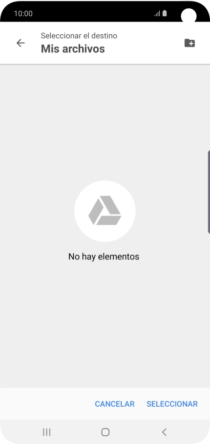 Si deseas crear una nueva carpeta, pulsa el icono de nueva carpeta y sigue las indicaciones de la pantalla para crearla.