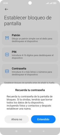 Pulsa Entendido y sigue las indicaciones de la pantalla para crear un código de seguridad del teléfono adicional.