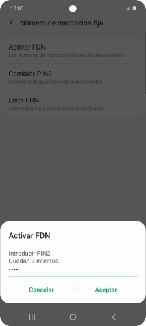 Introduce el código PIN2 y pulsa Aceptar.