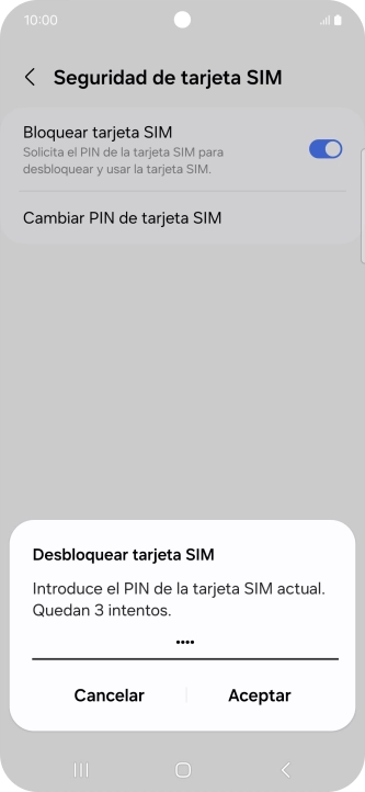 Introduce tu código PIN y pulsa Aceptar.