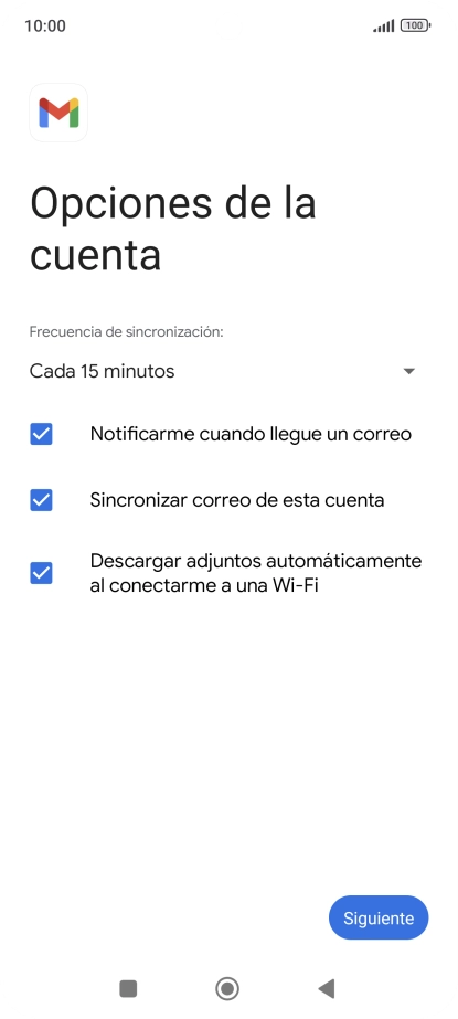Si aparece en la pantalla esta imagen, tu cuenta de correo electrónico ha sido reconocida y configurada automáticamente. Sigue las indicaciones de la pantalla para introducir más información y terminar la configuración.