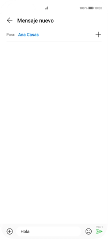 Pulsa el icono de envío cuando termines de escribir el mensaje corto.