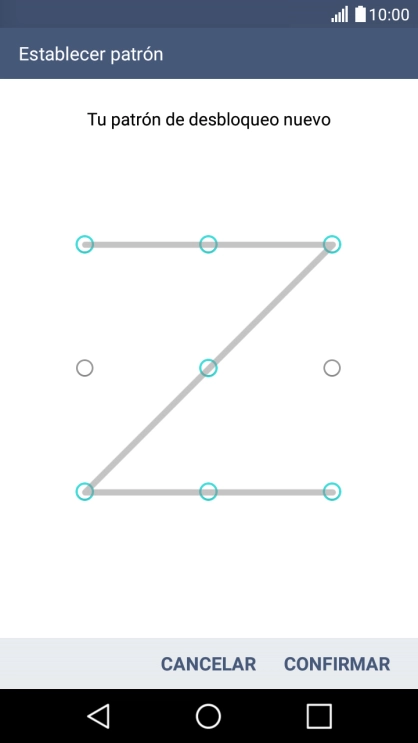 Vuelve a introducir el código de seguridad seleccionado y pulsa CONFIRMAR.