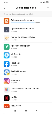 El consumo total de datos se visualiza ahora en la pantalla.