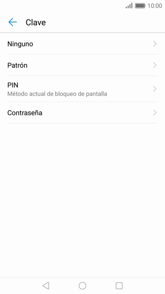 Introduce el código de seguridad actual y pulsa Ninguno.