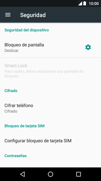 Pulsa Configurar bloqueo de tarjeta SIM.