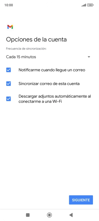 Si aparece en la pantalla esta imagen, tu cuenta de correo electrónico ha sido reconocida y configurada automáticamente. Sigue las indicaciones de la pantalla para introducir más información y terminar la configuración.
