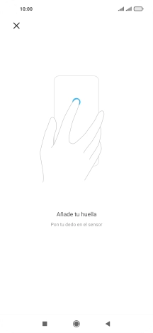 Sigue las indicaciones de la pantalla para crear una huella digital como código de seguridad.